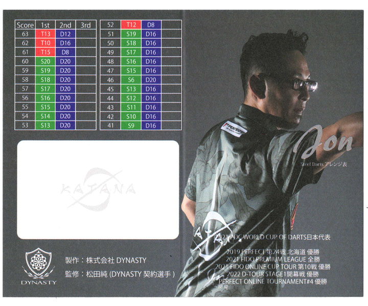 ダーツプレゼントダイナスティー アレンジ表｜ダーツ用品はエスダーツ
