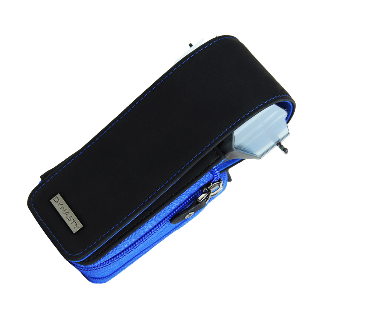 ダーツケースカバー（黒、ステッチ:紺） ダーツケース【ダイナスティー】グラッシーズ ブラック×ティープブルー