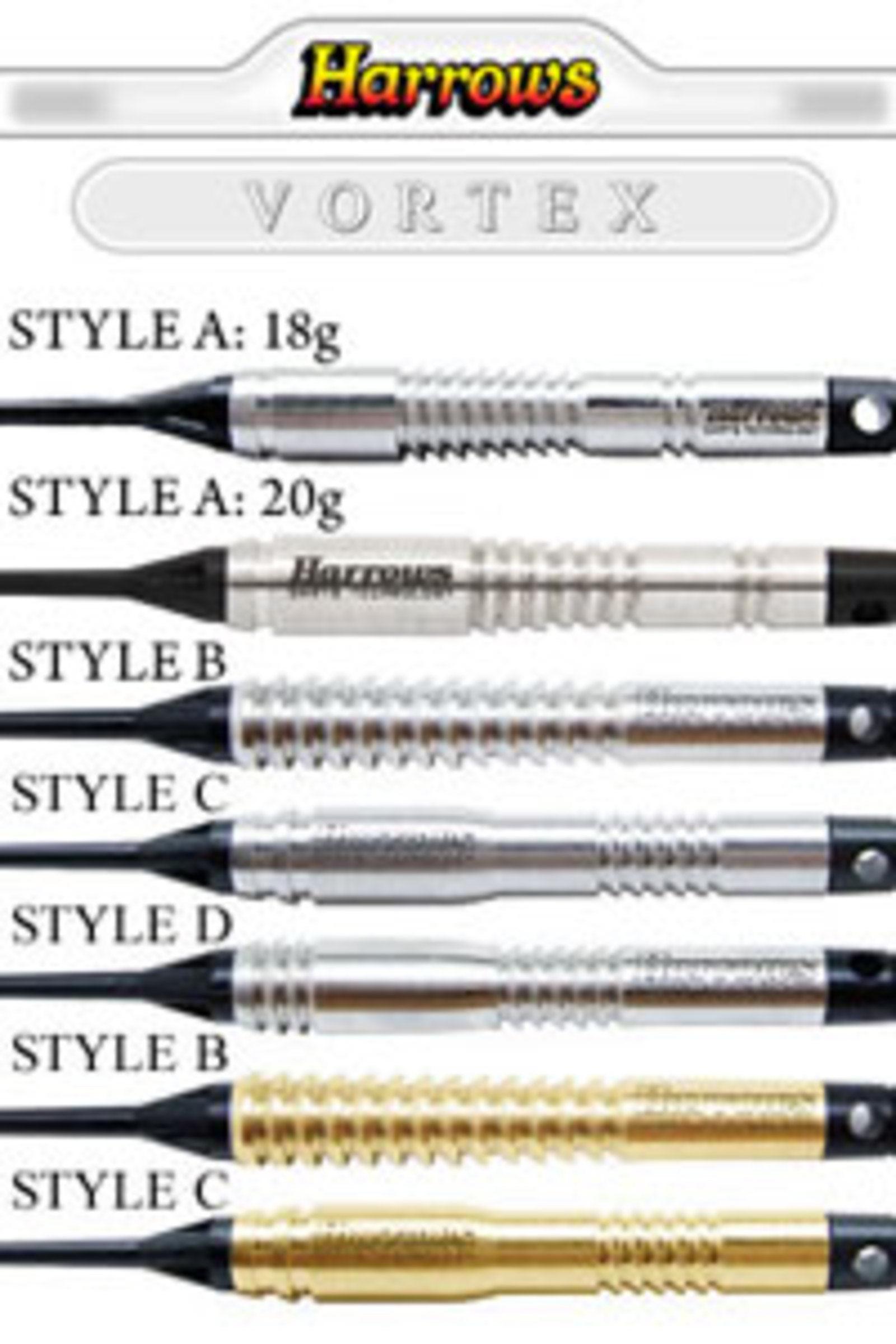 ダーツバレル【ハローズ】ボ—テックス 18g style C gold｜ダーツ用品は